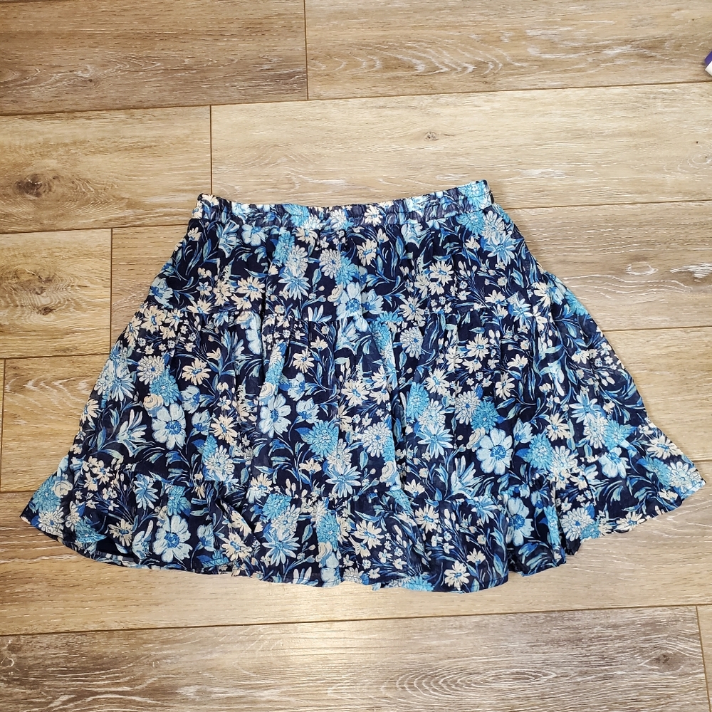 Lulu's Blue Floral Mini Skirt